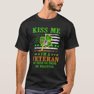 Kiss Me I'm A Veteran Irish St Patrick's Day Veter T-Shirt