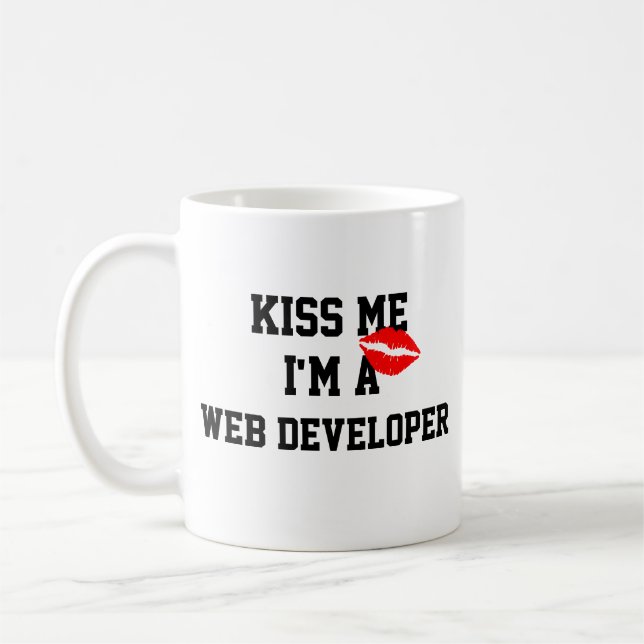 Kiss Me Im A Web Developer Mug (Left)