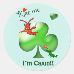 Kiss Me I'm Cajun St Patrick's Day Crawfish Classic Round Sticker