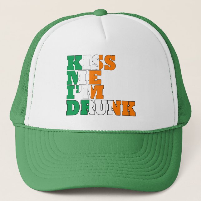 Kiss Me I'm Drunk Trucker Hat (Front)