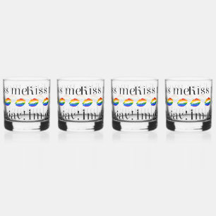 Kiss Me I'm Gay (black letters) Whiskey Glass