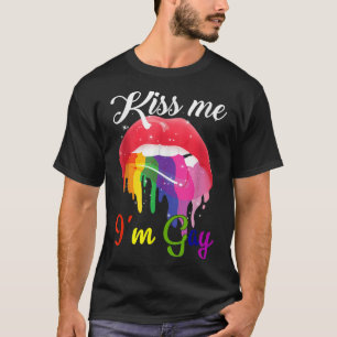 Kiss Me I'm Gay LGBT Pride Rainbow Lips T-Shirt