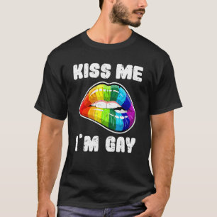 Kiss Me I'm Gay Lgbtq Rainbow Lips T-Shirt