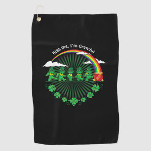 Kiss Me I'm Grateful Leprechauns Rainbow St Patric Golf Towel