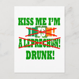 Kiss me I'm Irish, a leprechaun,drunk! Postcard