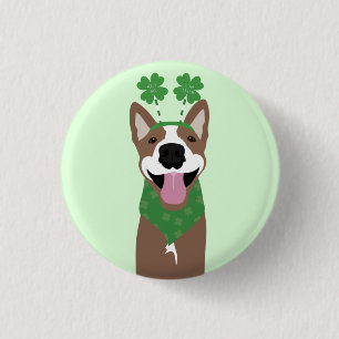 Kiss Me I'm Irish Brown Dog Green 3 Cm Round Badge