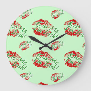 Kiss Me I'm Irish Clock-Pick Your Background Colou Large Clock