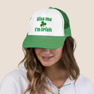 Kiss me I'm Irish clover Shamrock Trucker Hat