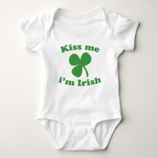 Kiss Me Im Irish Clover St Patrick's Day Baby Bodysuit