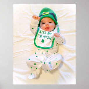Kiss me I'm Irish Cute Baby Boy Leprechaun Hat Poster