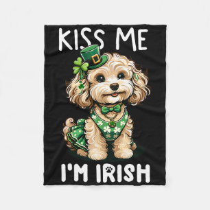 Kiss Me Im Irish Doodle Kids Men Women St Patricks Fleece Blanket