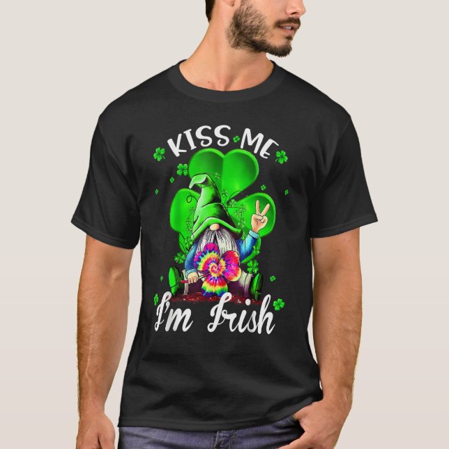 Kiss Me I'm Irish Gnome Shamrock C Saint Patrick D T-Shirt (Front)