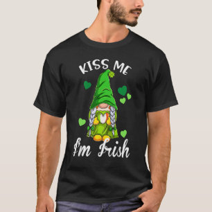 Kiss Me I'm Irish. Gnome Shamrock Clover Saint Pat T-Shirt
