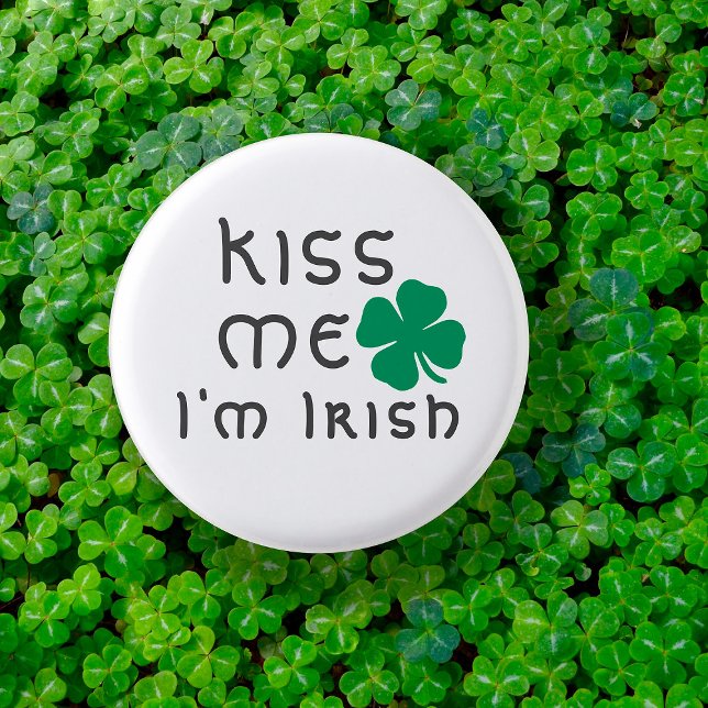 Kiss me I'm Irish Green Lucky Clover Button (Creator Uploaded)