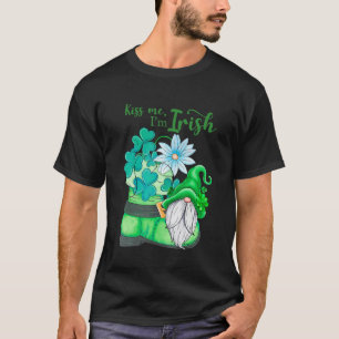 Kiss Me I'm Irish Green Shamrock Gnome With Lucky T-Shirt