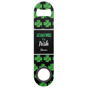 Kiss Me I'm Irish Green Shamrocks Personalized