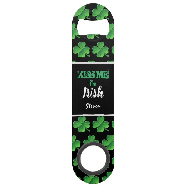 Kiss Me I'm Irish Green Shamrocks Personalized (Front)