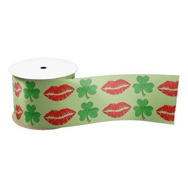 Kiss Me I'm Irish Green St. Patrick's Day Ribbon Satin Ribbon (Spool)