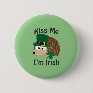 Kiss Me I'm Irish Hedgehog 6 Cm Round Badge