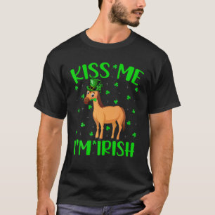 Kiss Me I'm Irish Leprechaun Hat Horse St. Patrick T-Shirt