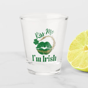 Kiss Me I'm Irish Lips And Shamrock Shot Glass