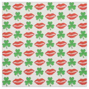 Kiss Me I'm Irish Lips Shamrock St. Patrick's Day Fabric