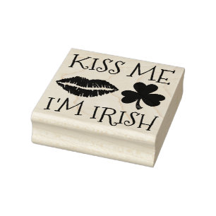 Kiss Me I'm Irish Lips Shamrock St. Patrick's Day Rubber Stamp