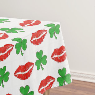 Kiss Me I'm Irish Lips Shamrock St. Patrick's Day Tablecloth