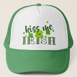 Kiss me I'm Irish Lucky Clover Green St Paddy's Trucker Hat