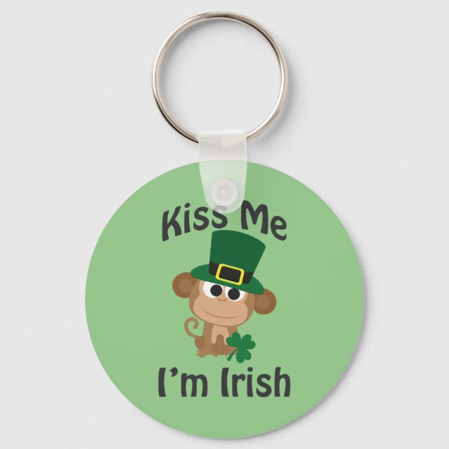 Kiss Me, I'm Irish! Monkey Key Ring (Front)