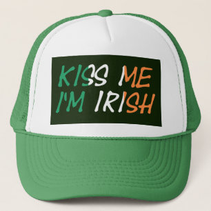 Kiss Me I'm Irish on Irish Flag thcnt Trucker Hat