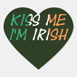 Kiss Me I'm Irish overlaid on Irish Flag stkcnt Heart Sticker