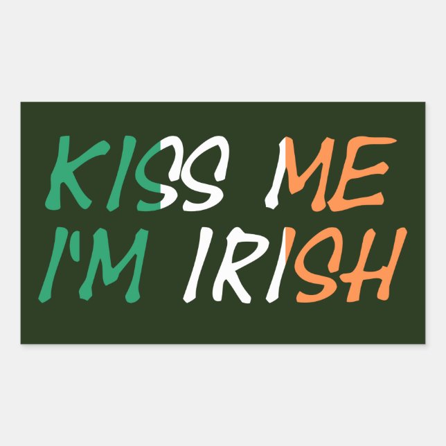 Kiss Me I'm Irish overlaid on Irish Flag stkcnt Rectangular Sticker (Front)