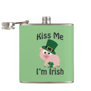 Kiss Me I'm Irish! Pig Hip Flask
