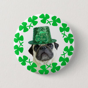 Kiss me i'm Irish pug button