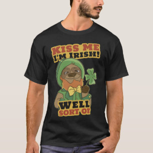 Kiss Me, I'm Irish Shamrock Sloth St. Patrick's Da T-Shirt