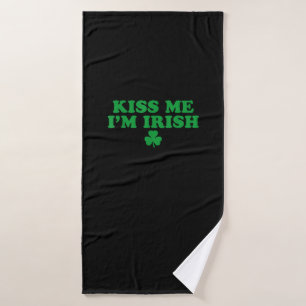 Kiss Me I'm Irish Shamrock, St Patricks Day For Me Bath Towel