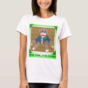 Kiss Me, I'm Irish Sock Monkey T-Shirt