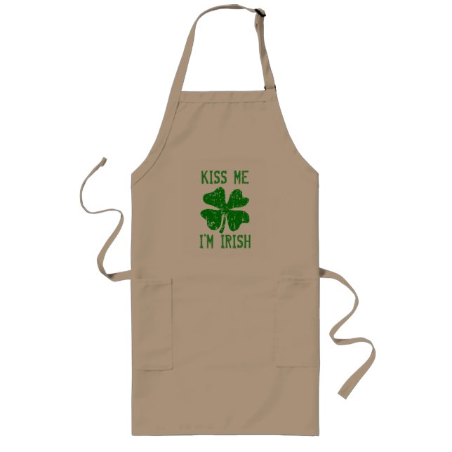 KISS ME IM IRISH St Patricks Day BBQ kitchen apron (Front)
