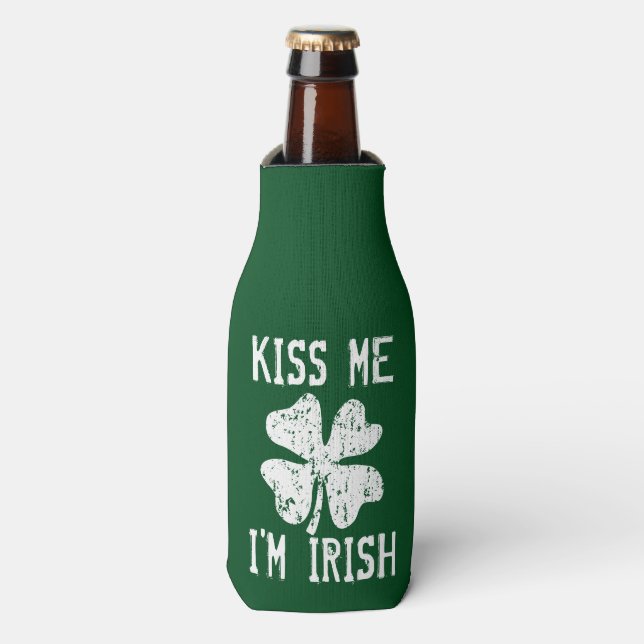 KISS ME I'M IRISH St Patricks Day bottle coolers (Bottle Front)