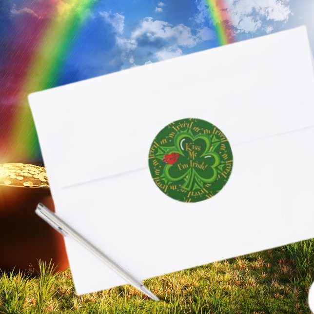 Kiss Me I'm Irish St. Patrick's Day Classic Round Sticker (Kiss Me I'm Irish St. Patrick's Day Classic Round Sticker)