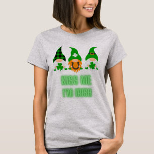 Kiss Me I'm Irish St. Patrick's Day Gnome Shamrock T-Shirt