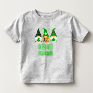 Kiss Me I'm Irish St. Patrick's Day Gnome Shamrock Toddler T-Shirt