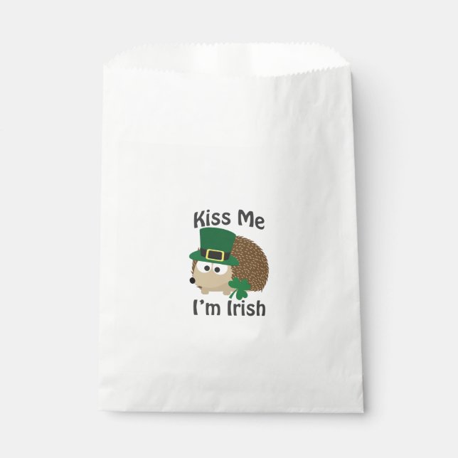 Kiss Me Im Irish St Patricks Day Hedgehog Favour Bag (Front)