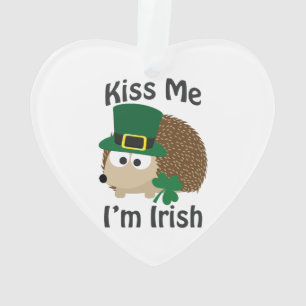 Kiss Me Im Irish St Patricks Day Hedgehog Ornament