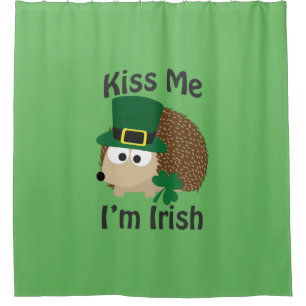 Kiss Me Im Irish St Patricks Day Hedgehog Shower Curtain