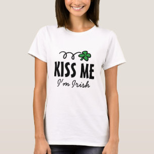 Kiss me i'm Irish t shirt for women with clover