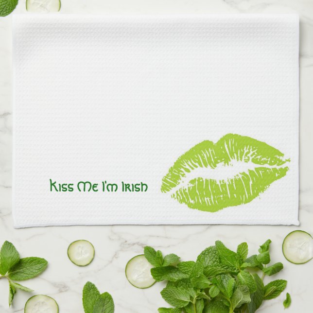 Kiss Me I'm Irish Tea Towel (Folded)