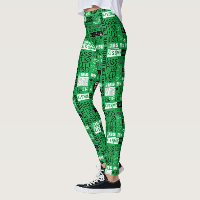 Kiss Me I'm Irish Word Play Leggings (Left)