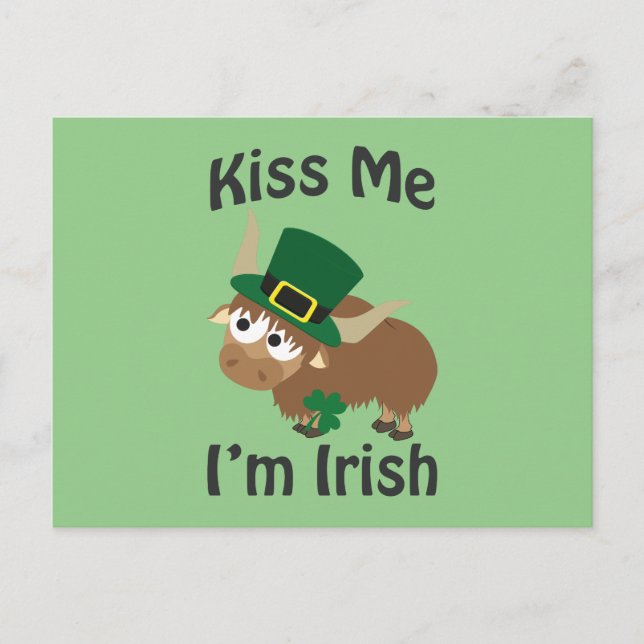 Kiss me I'm Irish Yak Postcard (Front)